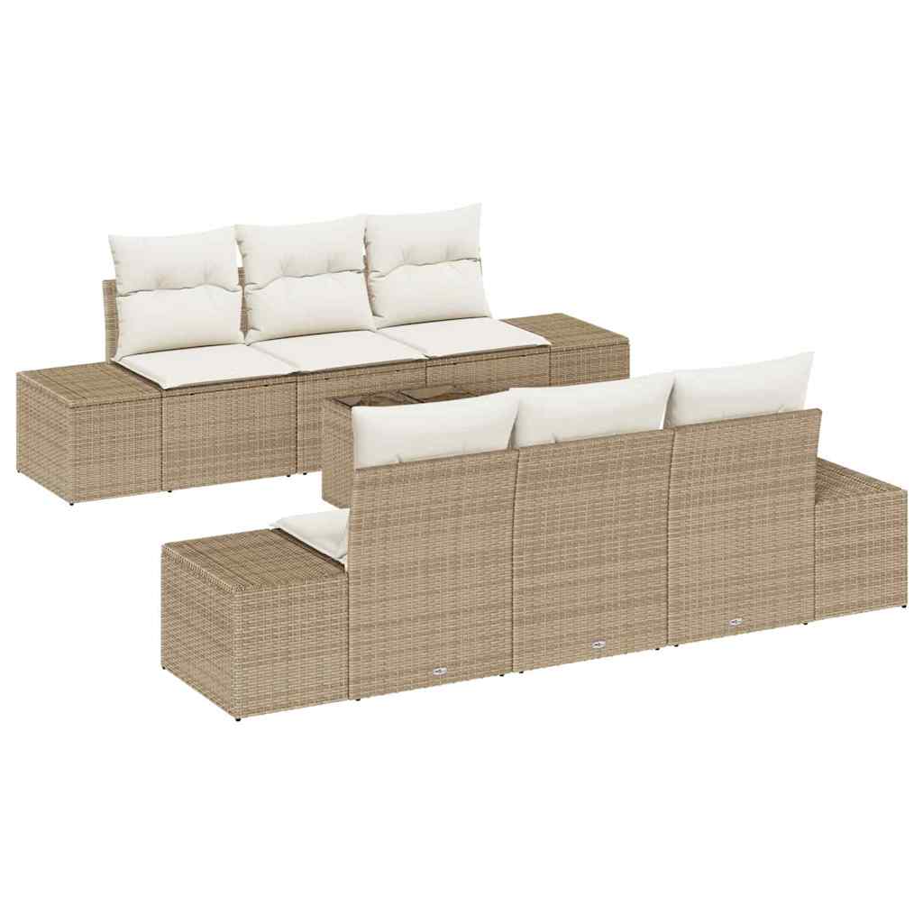 Garten-Sofa-Set 7 pcs Beige und Creme 55 x 55 x 37 cm